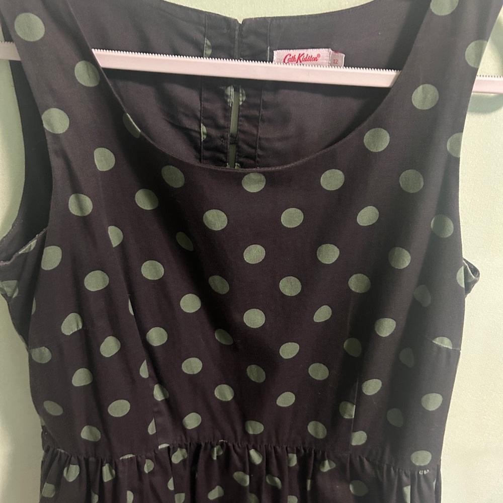 Cath Kidston Navy & Green Polka Dot Dress – Classic Fit, Cotton Blend